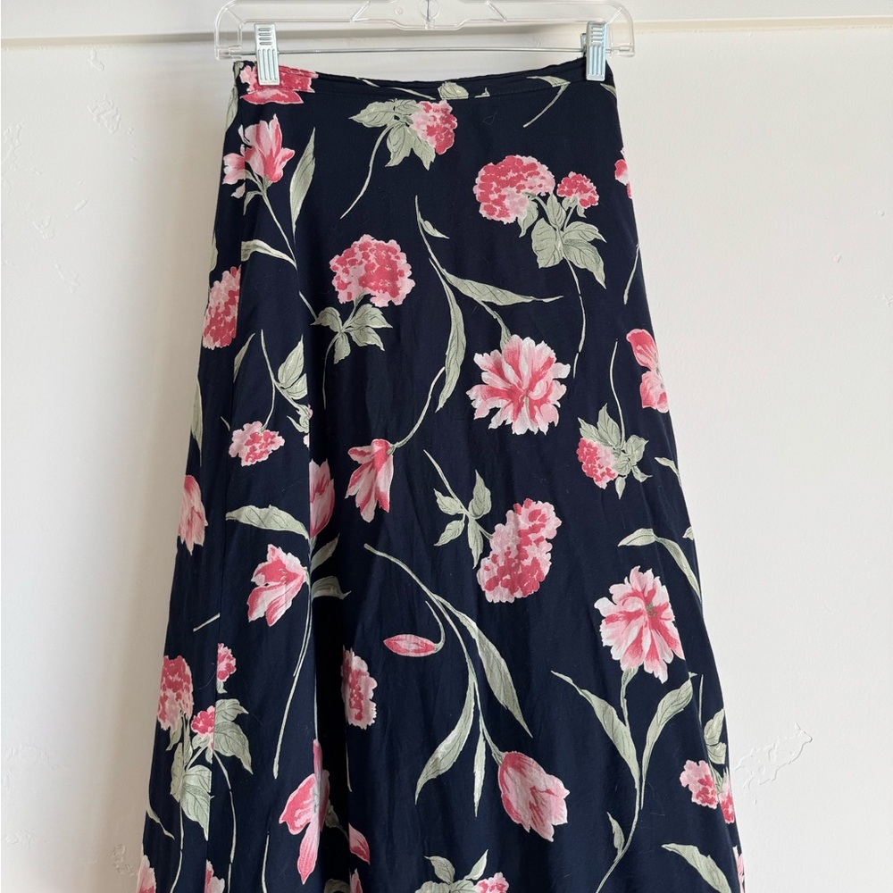 90s Floral Midi Skirt